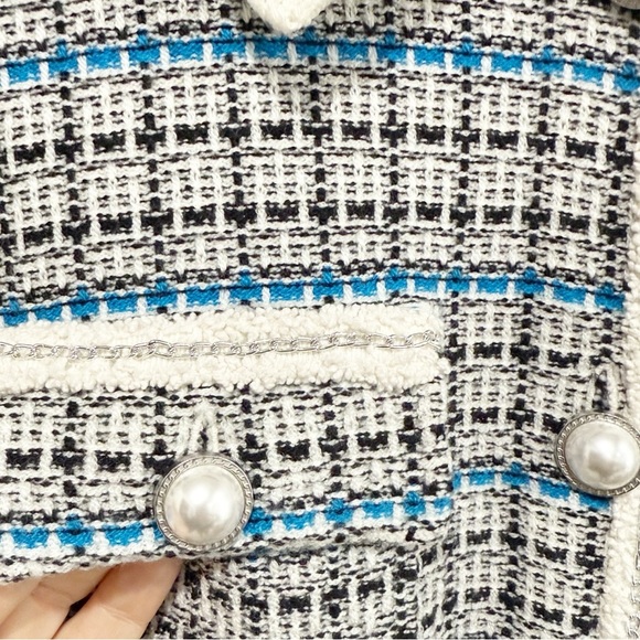 TALBOTS Mademoiselle Plaid Coatigan Sweater Tweed Pearl Buttons Size Medium - Picture 6 of 10